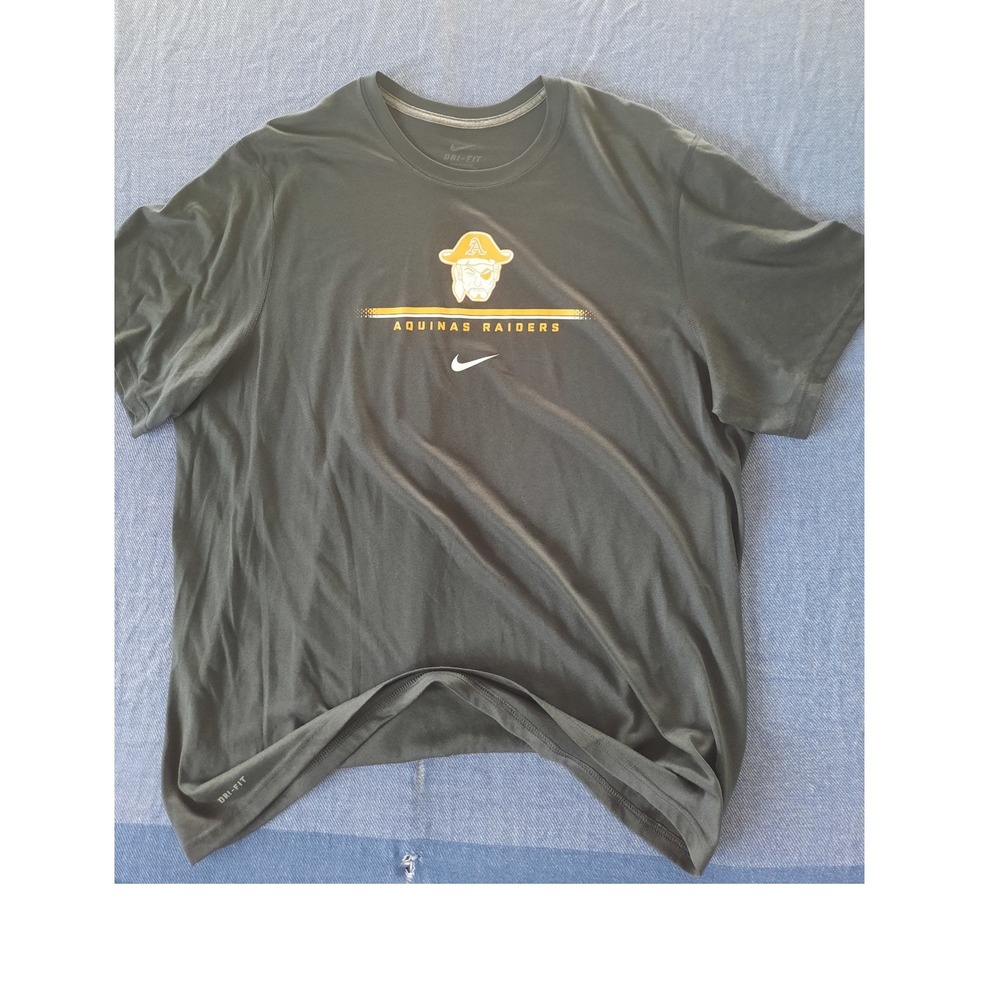 Nike Dri-FIT Mens Aquinas Raiders Graphic T-Shirt Gray XL Short Sleeve Athletic